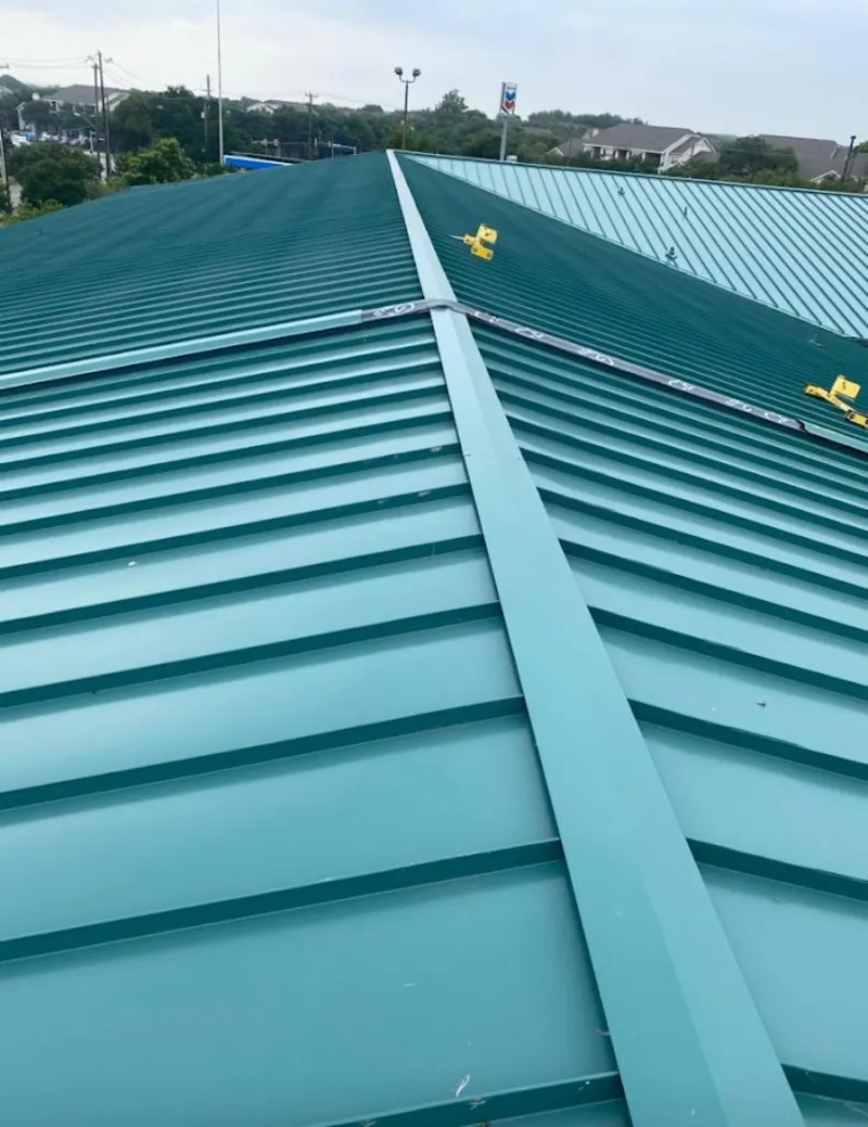 Green commercial metal roof ridge and valley for Metal Roof Repair in Prichard